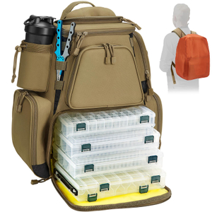 Рюкзак для рибальських снастей із 4 ящиками для снастей і водонепроникним захисним чохлом від дощу